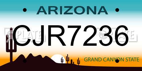 CJR7236 Arizona License Plate