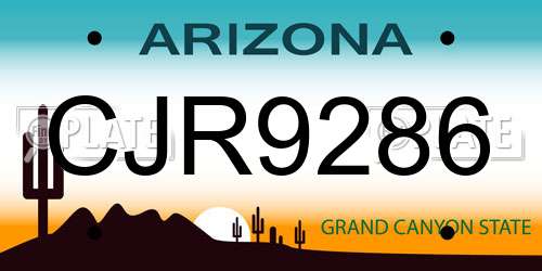 CJR9286 Arizona License Plate
