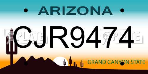 CJR9474 Arizona License Plate