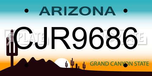CJR9686 Arizona License Plate