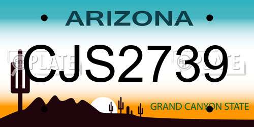 CJS2739 Arizona License Plate