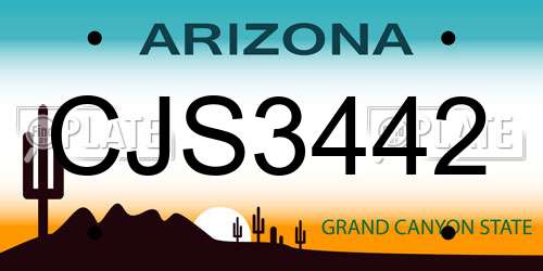 CJS3442 Arizona License Plate