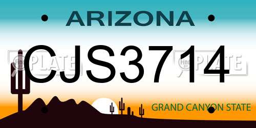 CJS3714 Arizona License Plate