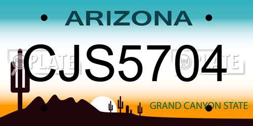 CJS5704 Arizona License Plate