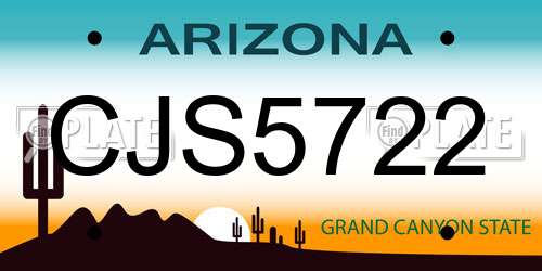 CJS5722 Arizona License Plate