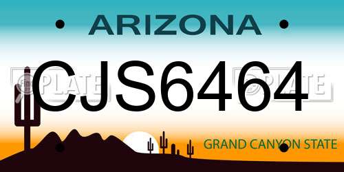 CJS6464 Arizona License Plate