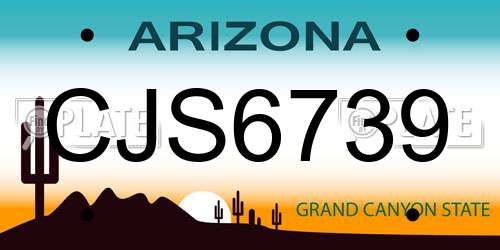 CJS6739 Arizona License Plate