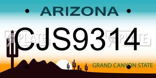 CJS9314 Arizona License Plate