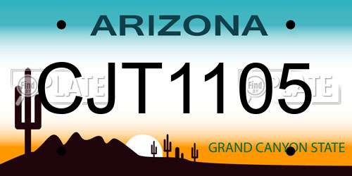 CJT1105 Arizona License Plate