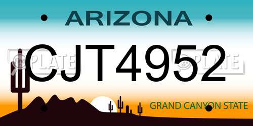 CJT4952 Arizona License Plate