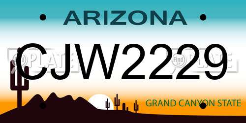 CJW2229 Arizona License Plate