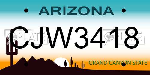 CJW3418 Arizona License Plate