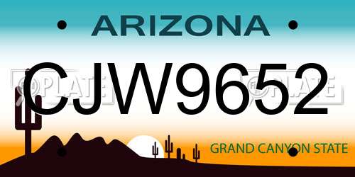 CJW9652 Arizona License Plate