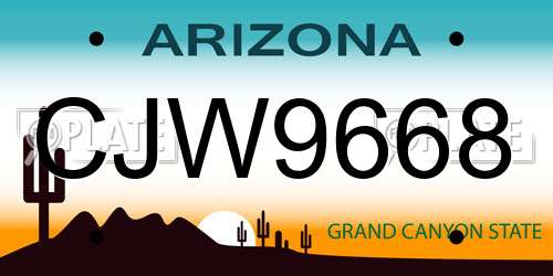 CJW9668 Arizona License Plate