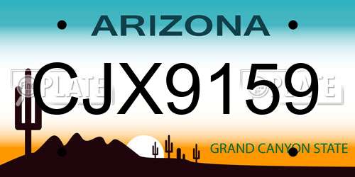 CJX9159 Arizona License Plate