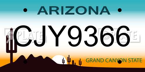 CJY9366 Arizona License Plate