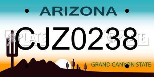 CJZ0238 Arizona License Plate