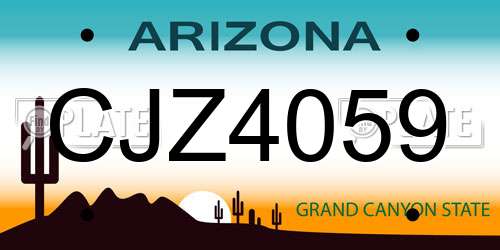 CJZ4059 Arizona License Plate