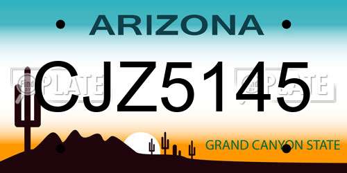 CJZ5145 Arizona License Plate