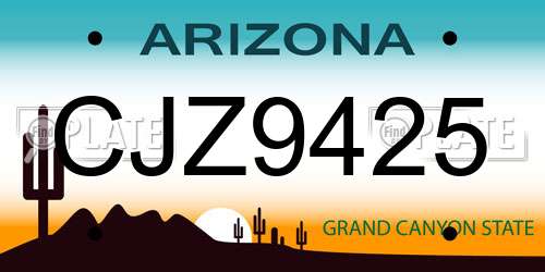 CJZ9425 Arizona License Plate