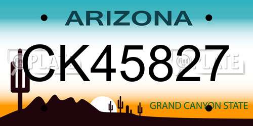 CK45827 Arizona License Plate