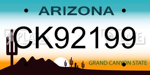 CK92199 Arizona License Plate