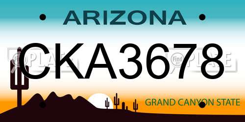 CKA3678 Arizona License Plate