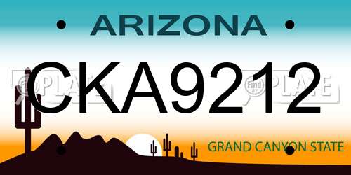 CKA9212 Arizona License Plate