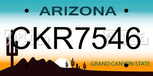 CKR7546 Arizona License Plate