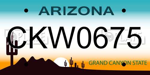 CKW0675 Arizona License Plate