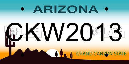 CKW2013 Arizona License Plate