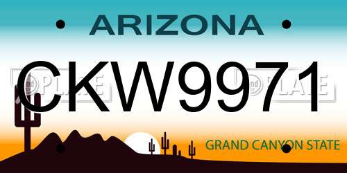 CKW9971 Arizona License Plate