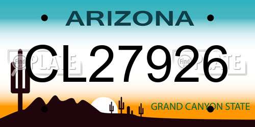 CL27926 Arizona License Plate