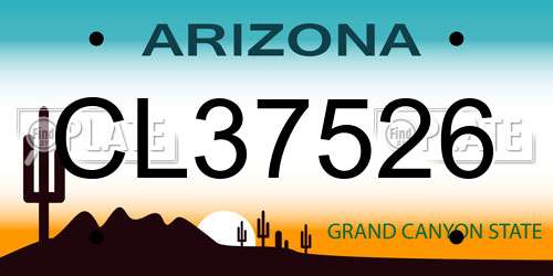 CL37526 Arizona License Plate