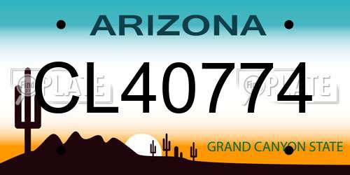 CL40774 Arizona License Plate