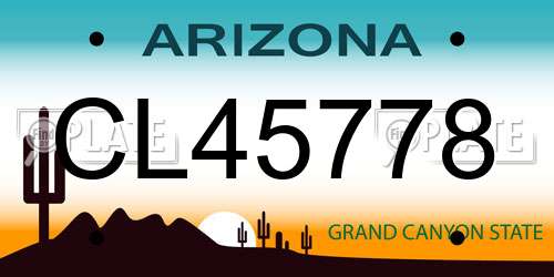 CL45778 Arizona License Plate