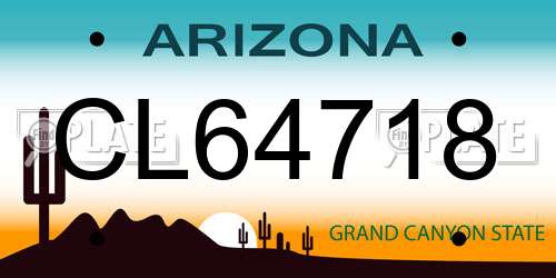 CL64718 Arizona License Plate
