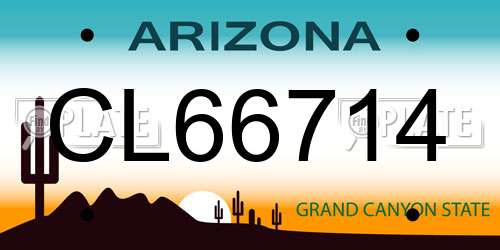 CL66714 Arizona License Plate