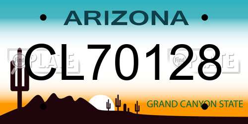 CL70128 Arizona License Plate