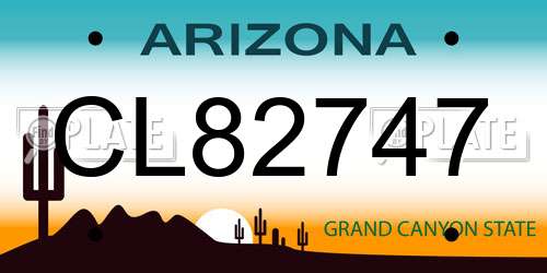 CL82747 Arizona License Plate
