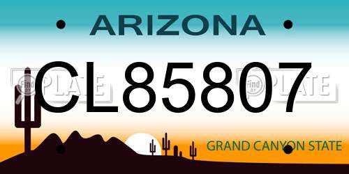 CL85807 Arizona License Plate
