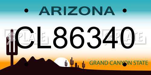 CL86340 Arizona License Plate
