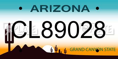 CL89028 Arizona License Plate
