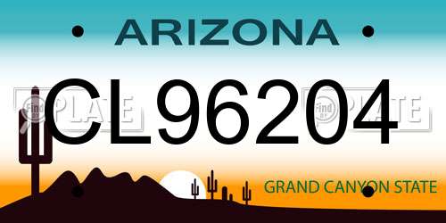 CL96204 Arizona License Plate