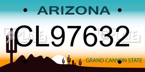 CL97632 Arizona License Plate