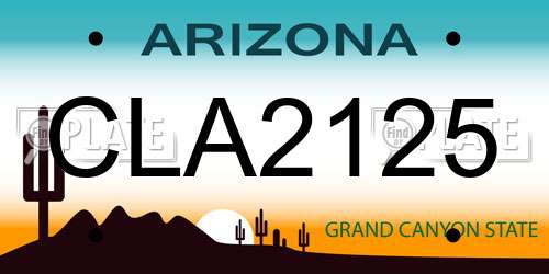 CLA2125 Arizona License Plate