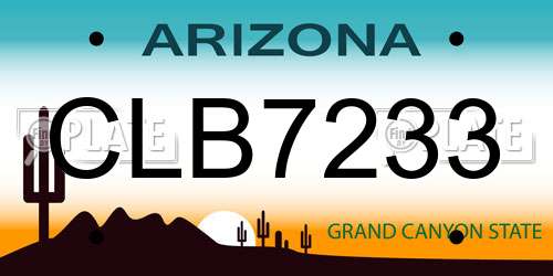 CLB7233 Arizona License Plate