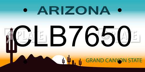 CLB7650 Arizona License Plate