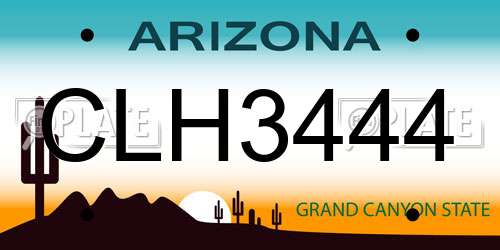CLH3444 Arizona License Plate