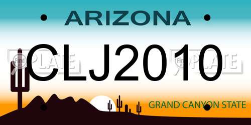 CLJ2010 Arizona License Plate